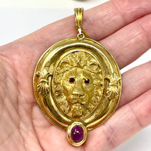 Load image into Gallery viewer, 14K Ruby Lion Pendant/Enhancer