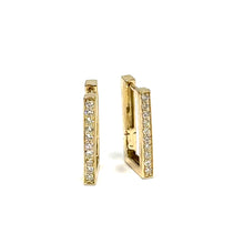 Load image into Gallery viewer, 14K Small Square Diamond Hoop Earrings