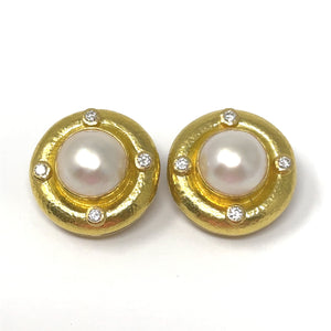 18K Elizabeth Locke Mabe Pearl And Diamond Earrings