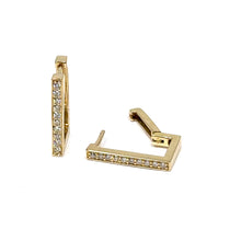 Load image into Gallery viewer, 14K Small Square Diamond Hoop Earrings