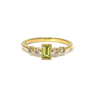 10k Peridot Diamond Ring