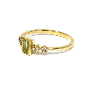 10k Peridot Diamond Ring