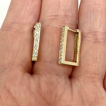 Load image into Gallery viewer, 14K Small Square Diamond Hoop Earrings