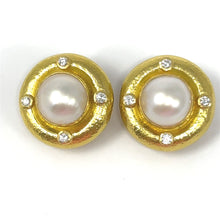 Load image into Gallery viewer, 18K Elizabeth Locke Mabe Pearl And Diamond Earrings