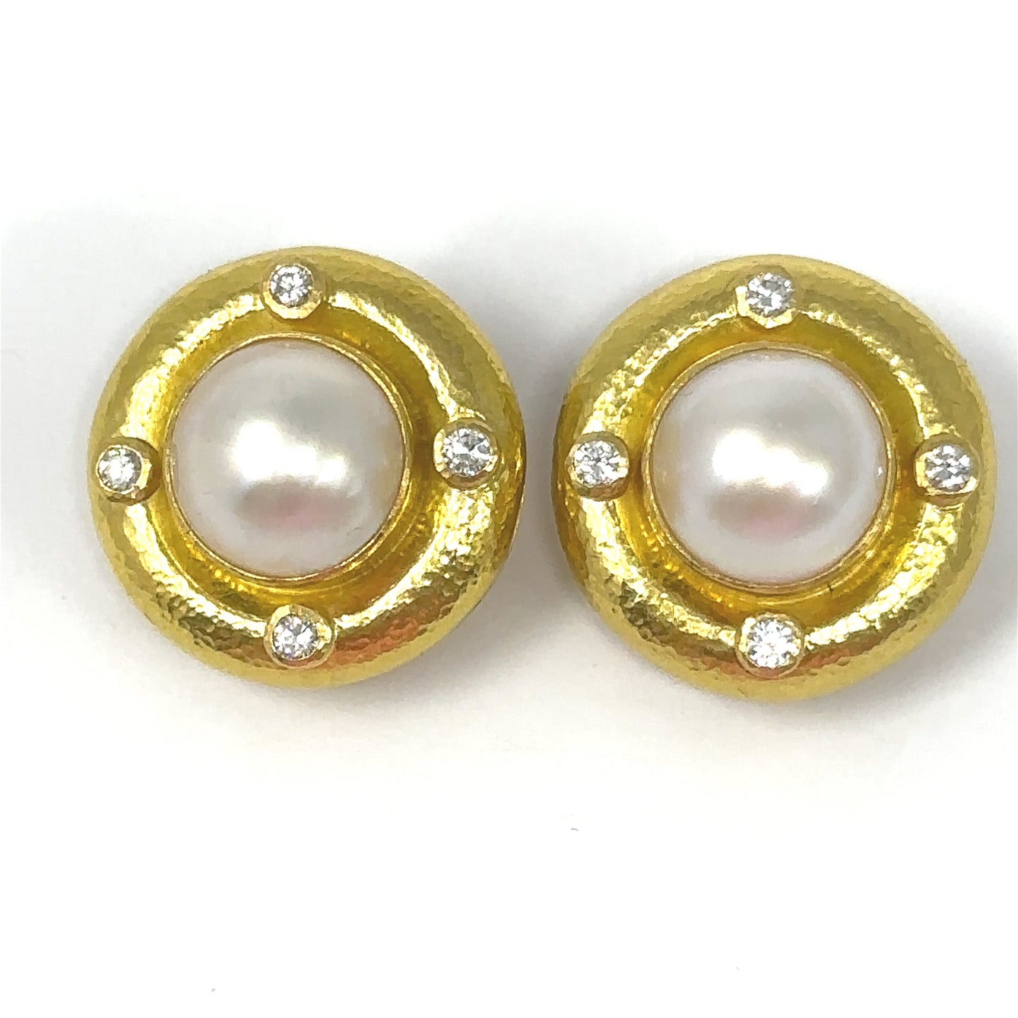 18K Elizabeth Locke Mabe Pearl And Diamond Earrings