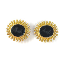 Load image into Gallery viewer, 19K Elizabeth Locke Black Intaglio Earrings