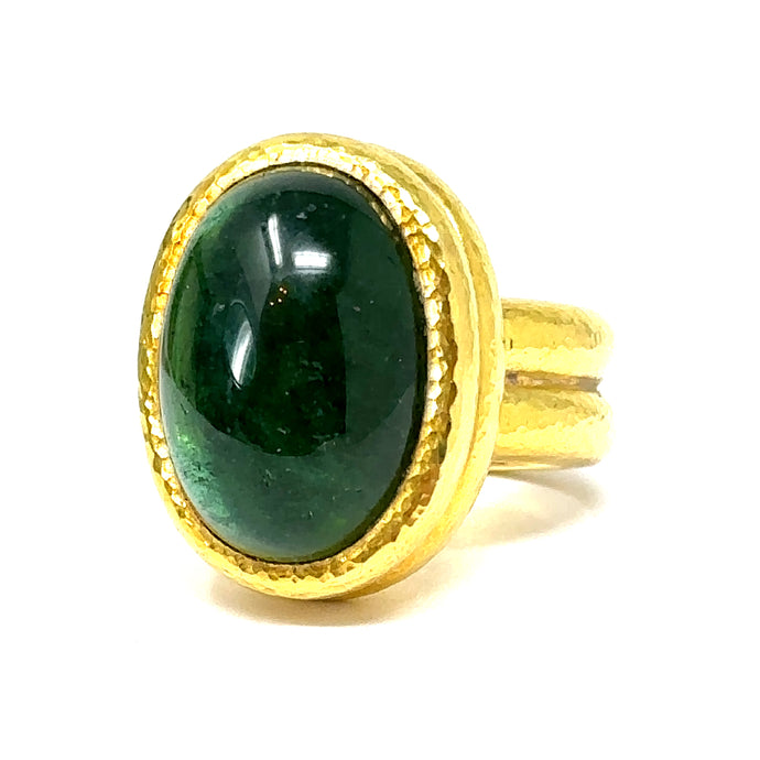 19K Green Tourmaline Elizabeth Locke Ring