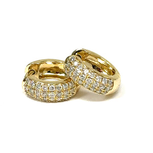 14K Diamond Huggie Earrings