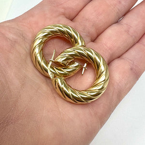 14K Cable Hoop Earrings