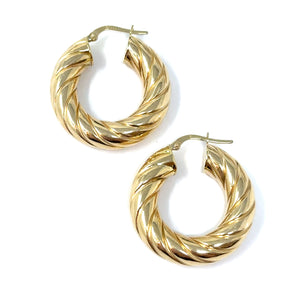 14K Cable Hoop Earrings