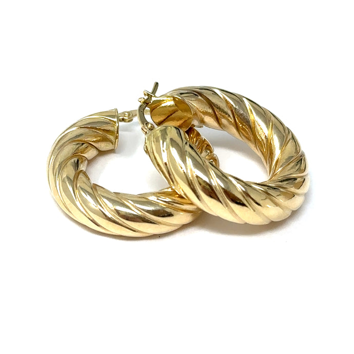 14K Cable Hoop Earrings