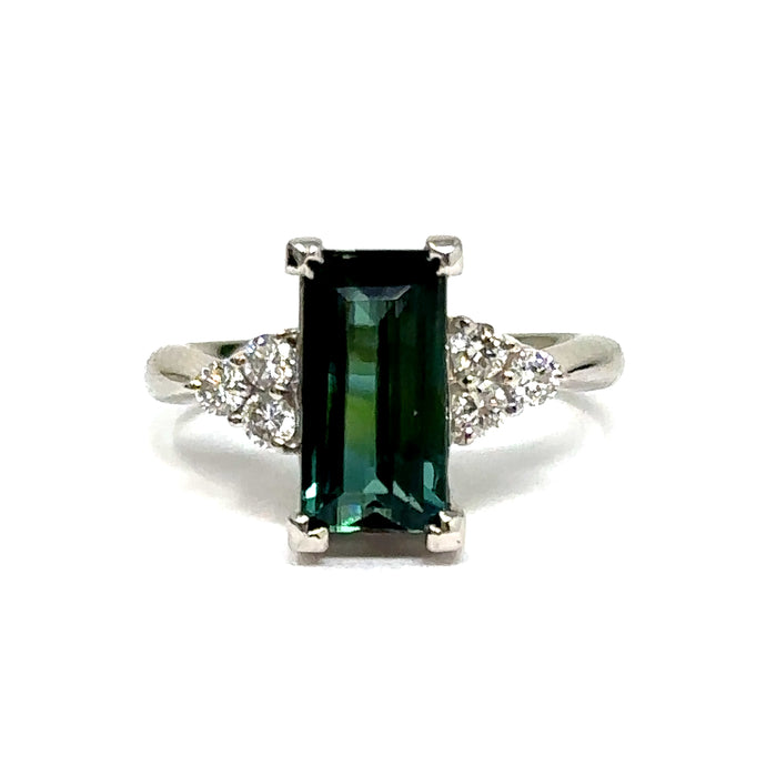 Platinum Green Tourmaline And Diamond Ring