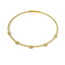 Load image into Gallery viewer, 14K Beaded Diamond Clover Bangle