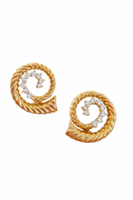 Load image into Gallery viewer, 14K Diamond Spiral Earrings
