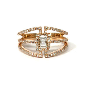 10K Rose Gold Diamond Trendy Ring