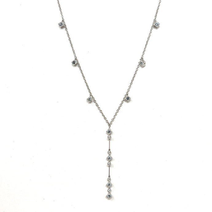18K Zoccai Diamond And Aquamarine Y Necklace