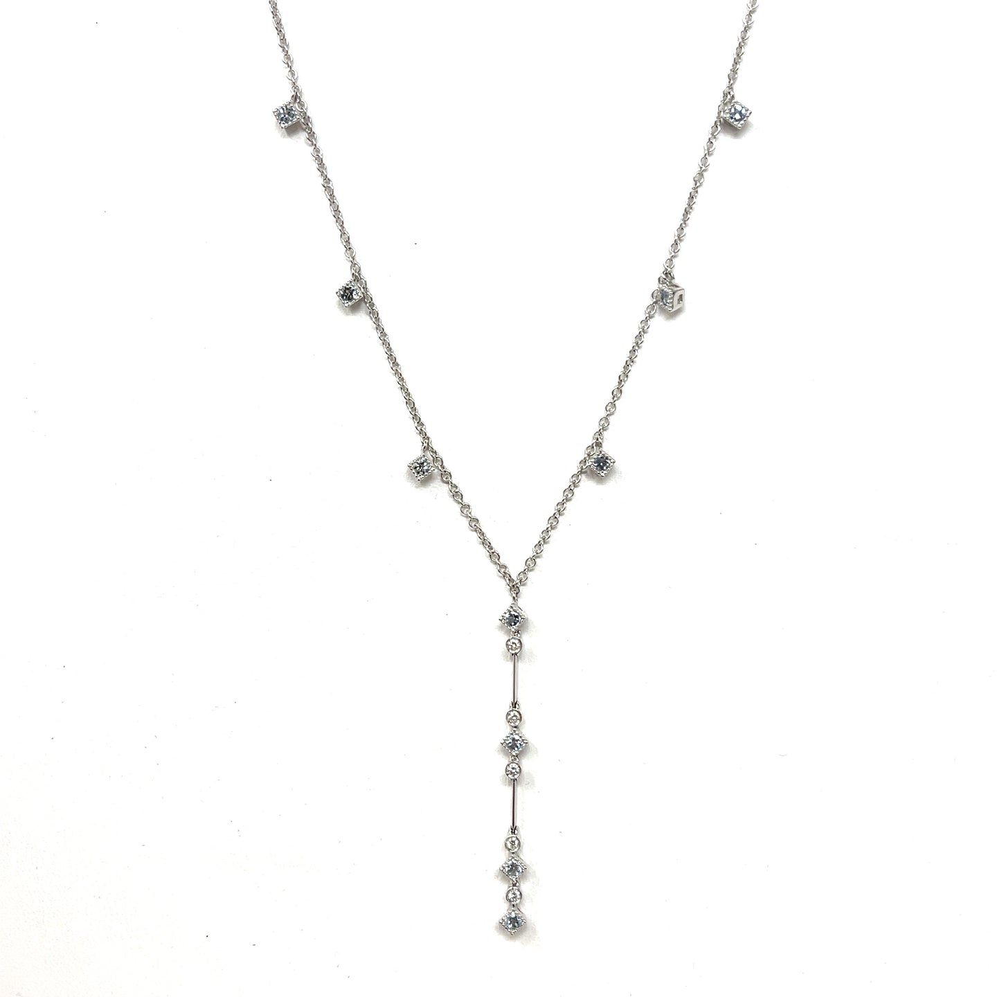 18K Zoccai Diamond And Aquamarine Y Necklace