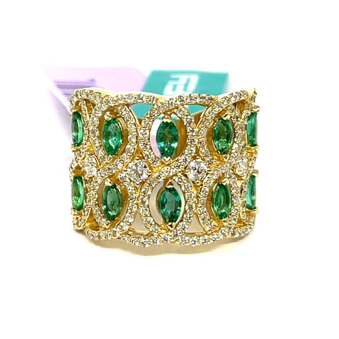 14K EFFY Emerald And Diamond Ring