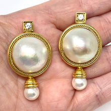 Load image into Gallery viewer, 18K Mabe Pearl And Diamond Earrings