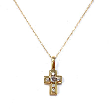 Load image into Gallery viewer, 14K Dainty Diamond Cross Necklace