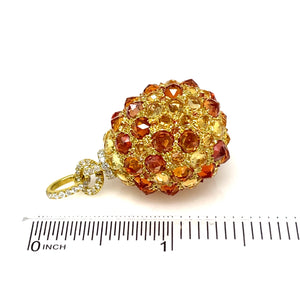 18K Orange And Yellow Sapphire And Diamond Pendant