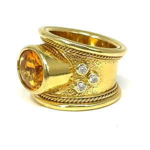 18K Citrine And Diamond Statement Ring