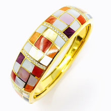 Load image into Gallery viewer, 14K Asch Grossbardt Diamond Inlay Bangle