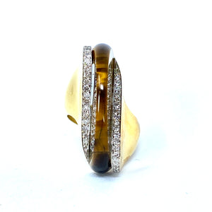 18K Vintage Tigers Eye Diamond Ring