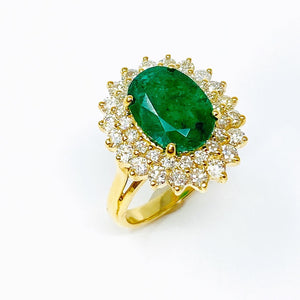 14K Emerald And Diamond Ring