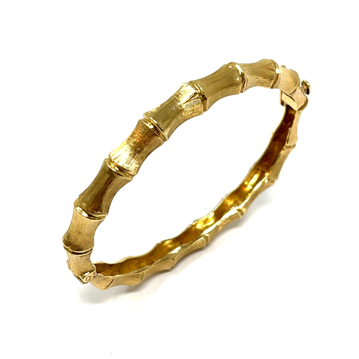 14K Yellow Gold Bamboo Motif Bangle Bracelet