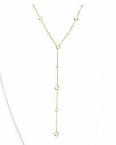 14k Gold White Sapphire and Topaz Lariat Necklace