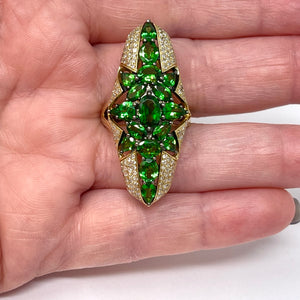 14K Tsavorite Garnet And Diamond Ring