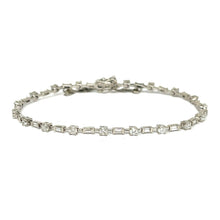 Load image into Gallery viewer, 18k Dainty Baguette And Round Diamond Tennis Bracelet