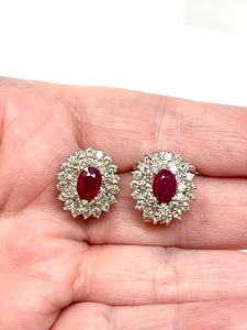 18k Diamond And Ruby Earrings