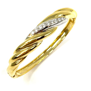 14K Diamond Twist Bangle Bracelet