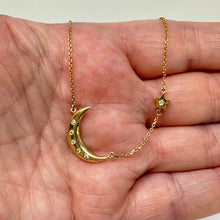 Load image into Gallery viewer, 14K Diamond Moon And Star Necklace