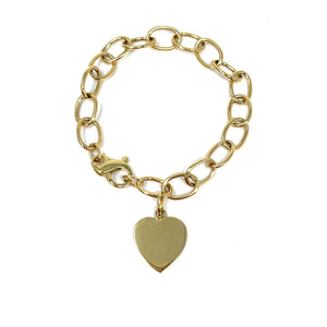 14K Heart Charm Bracelet