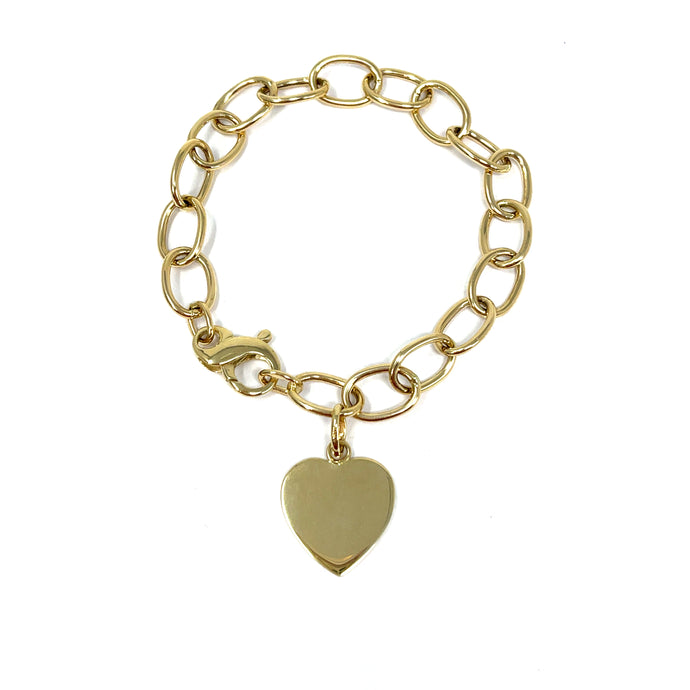 14K Heart Charm Bracelet