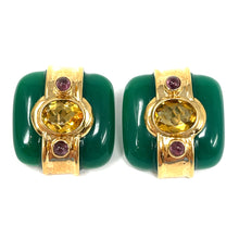 Load image into Gallery viewer, 14K Citrine And Amethyst Clip On Earrings