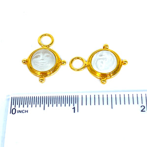 14K Medium Man In The Moon Moonstone Earring Charms