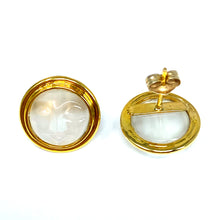 Load image into Gallery viewer, 14K Man In The Moon Carved Moonstone Stud Earrings