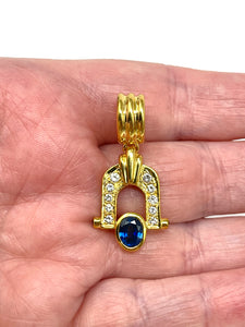 18K Sapphire And Diamond Pendant/Slide