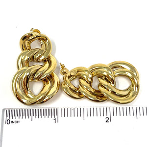 14K Italian Double Link Drop Earrings