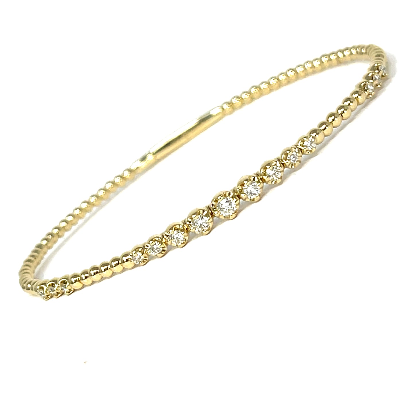 14K Beaded Diamond Bangle