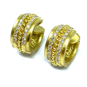 18K Diamond Beaded Hoop Earrings