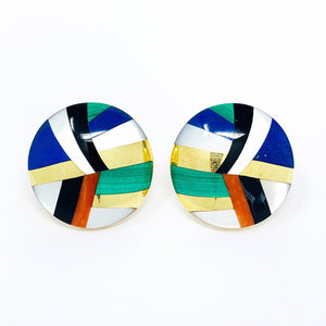 14K Asch Grossbardt Inlay Earrings