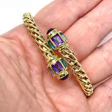 Load image into Gallery viewer, 14K Amethyst And Blue Topaz Bypass Bangle