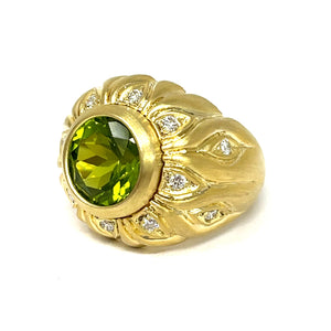 14K Peridot And Diamond Ring