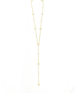 14k Gold White Sapphire and Topaz Lariat Necklace