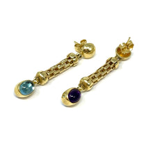 Load image into Gallery viewer, 14K Blue Topaz And Amethyst Dangle Earrings